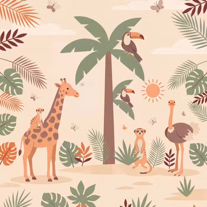 Behang - Dieren - Tropisch - Safari - Kleurrijk