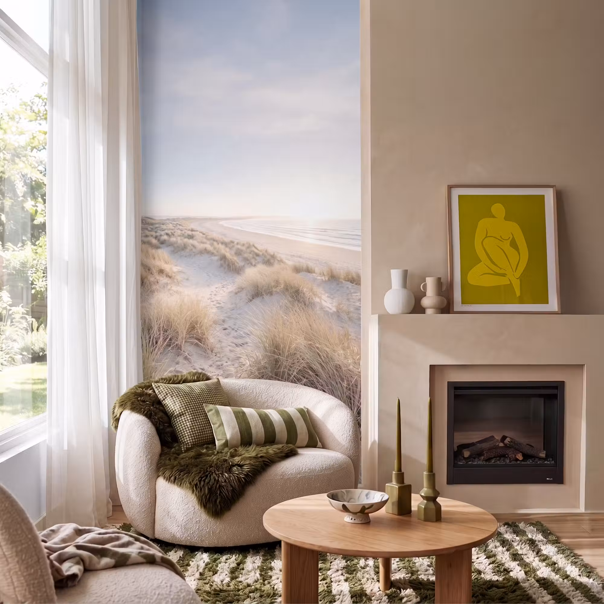 Behang - Duinen - Strand - Beige