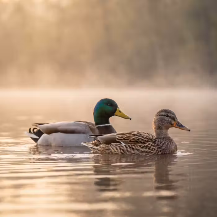Behang - Eenden - Water - Mist - Natuur