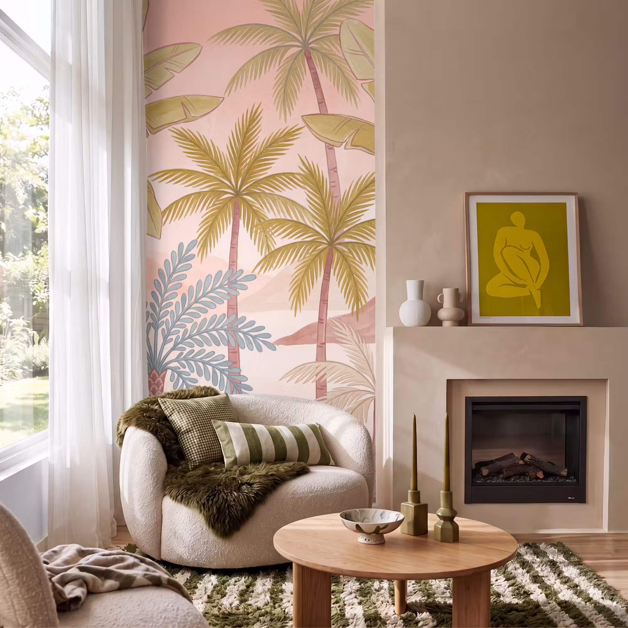Behang - Illustratie - Palmbomen - Kleurrijk