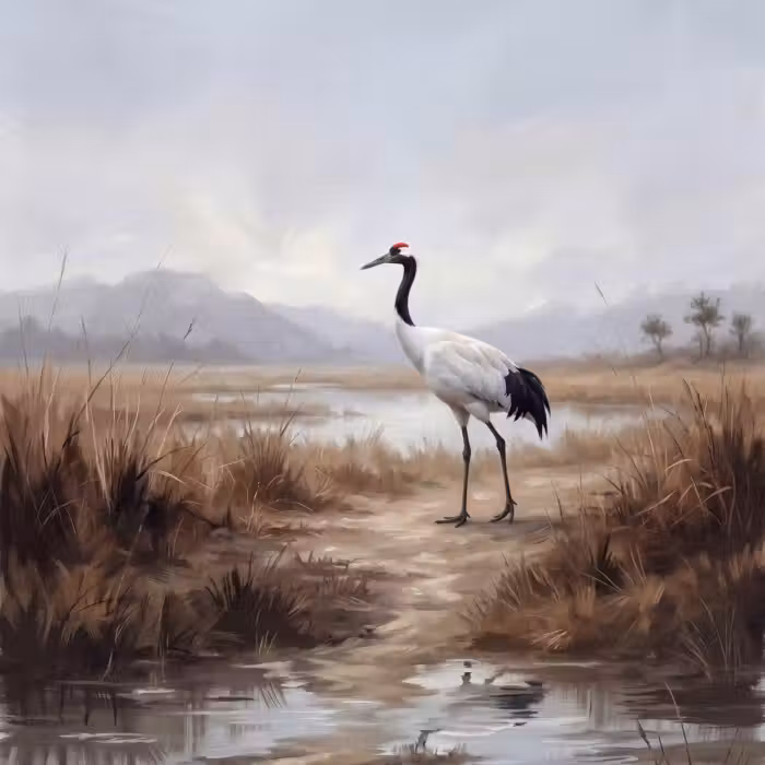 Behang - Kraanvogel - Natuur - Realistisch