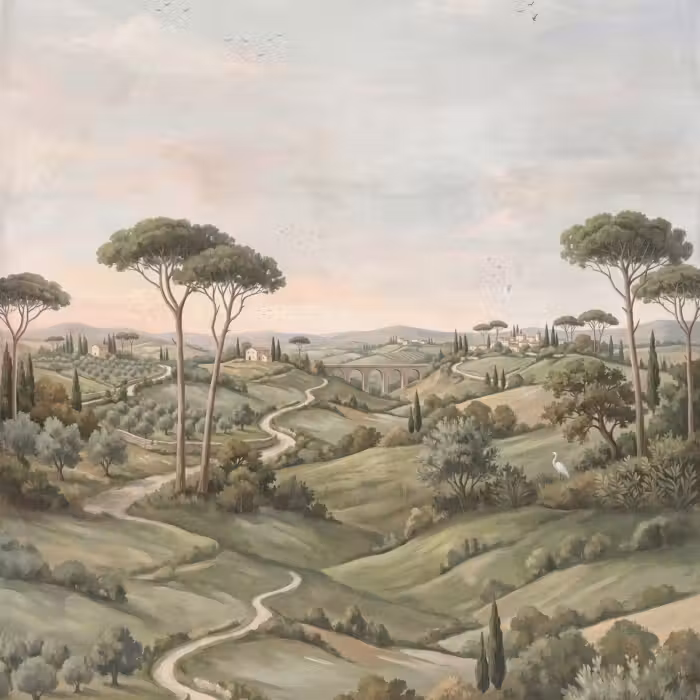 Behang - Landschap - Heuvels - Zandpad - Groen