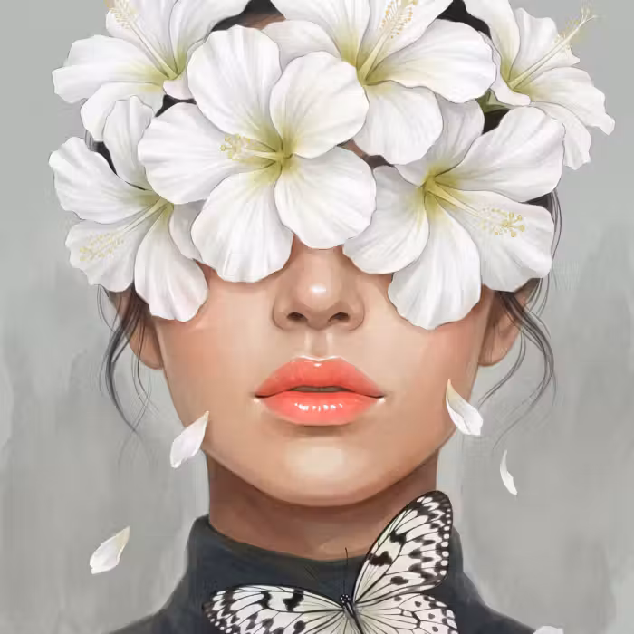 Behang - Lelies - Portret - Wit