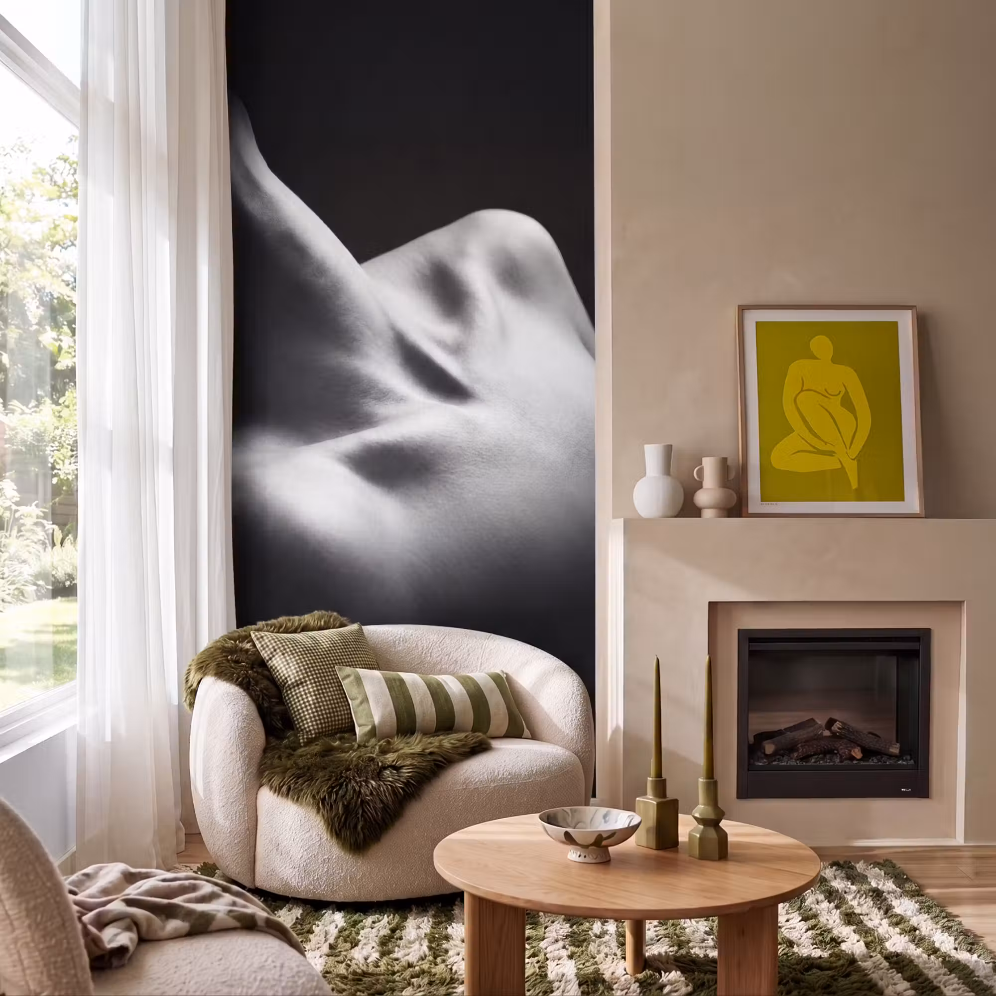 Behang - Lichaam - Vormen - Abstract - Zwart - Wit - Sensueel