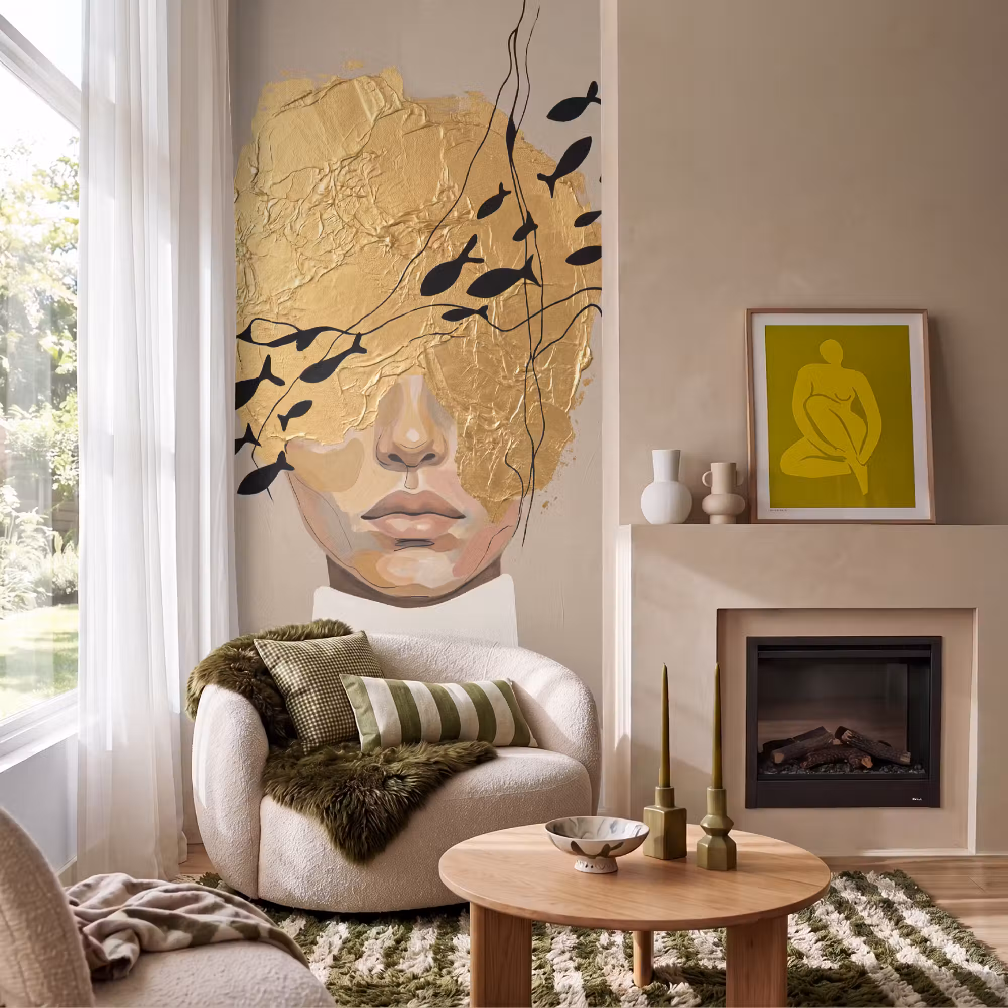 Behang - Modern - Vrouw - Goud