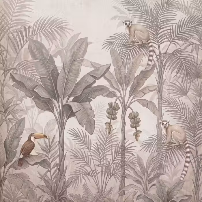 Behang - Natuur - Jungle - Ringstaartmaki - Bruin