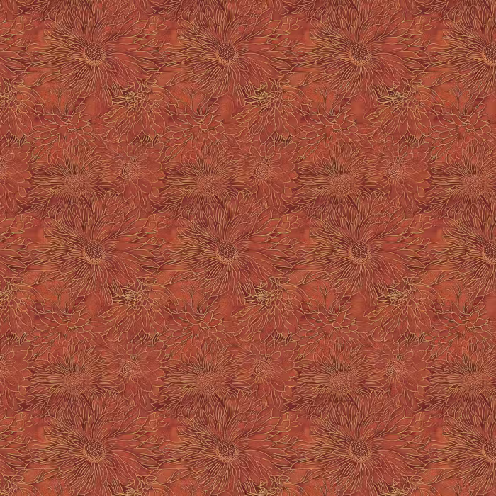 Behang - Oosters - Bloemen - Terracotta