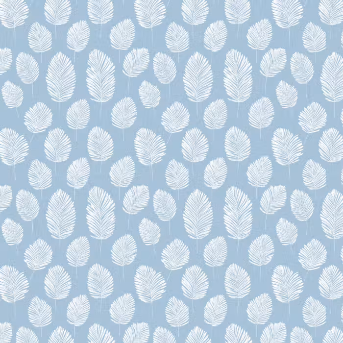 Behang - Palmbladeren - Naadloos - Patroon - Pastelblauw