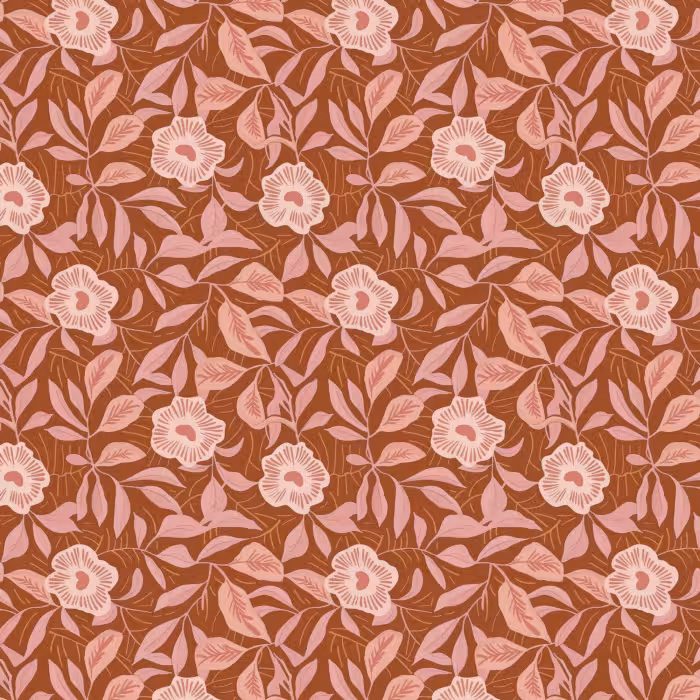 Behang - Patroon - Bladeren - Terracotta
