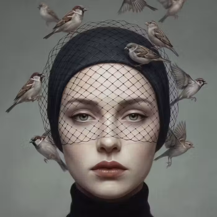 Behang - Portret - Vogels - Zwart