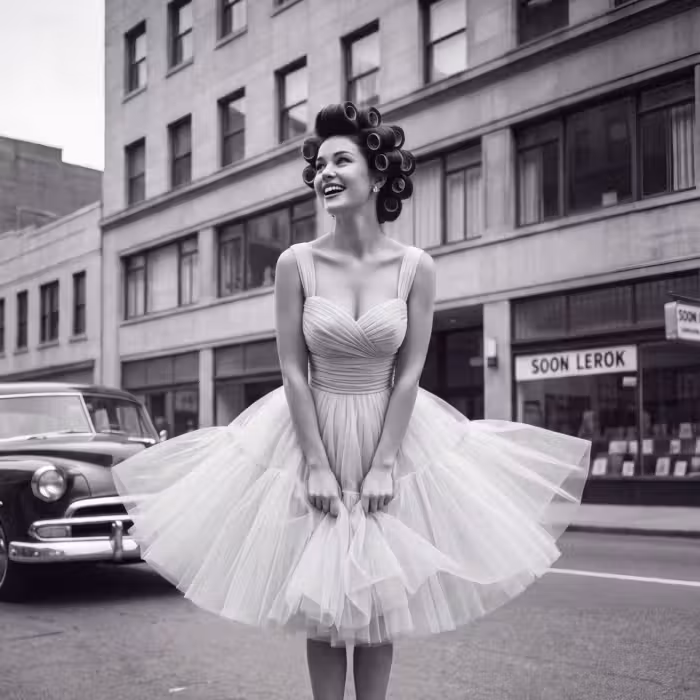 Behang - Retro - Vrouw - Zwart - Wit