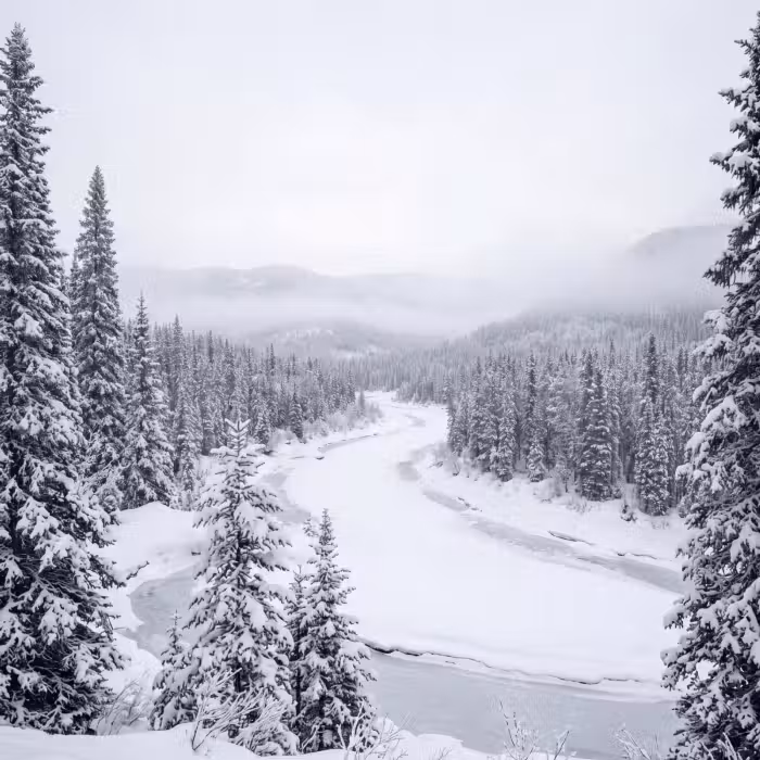 Behang - Rivier - Bevroren - Landschap - Winter
