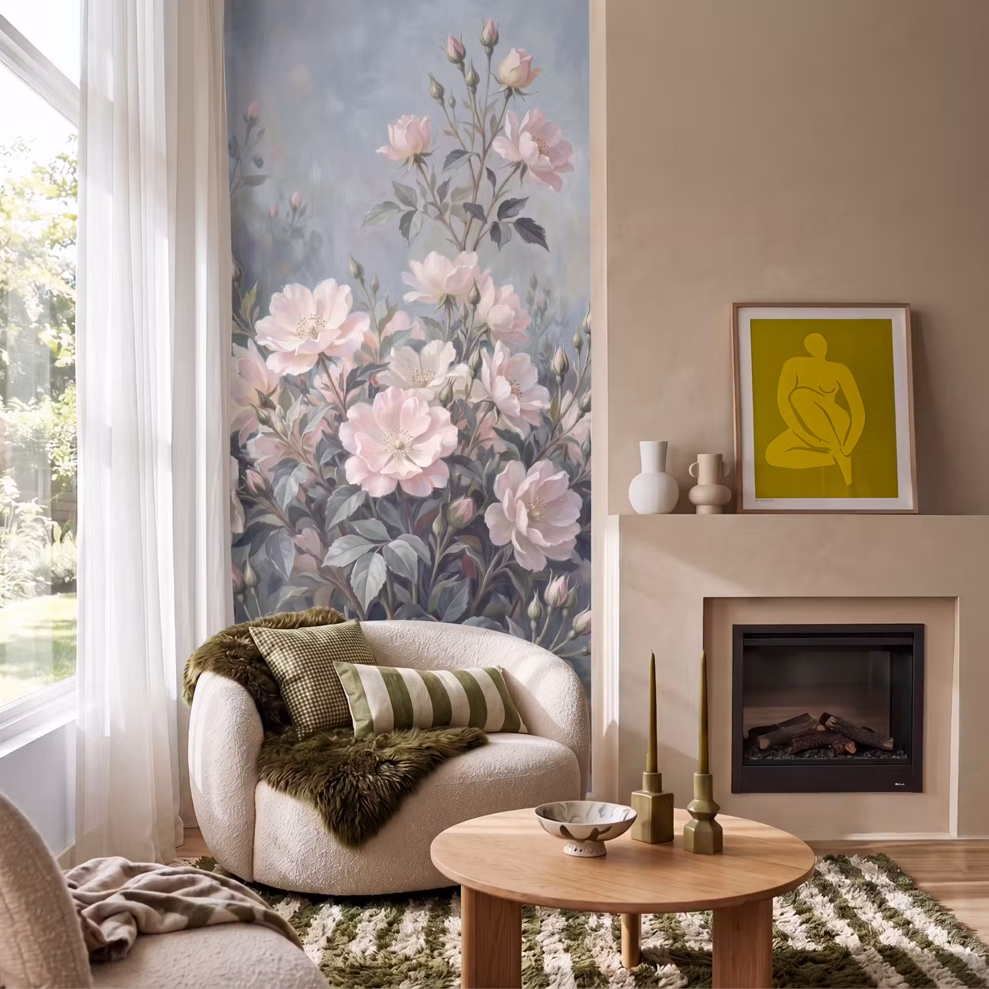 Behang - Rozen - Illustratie - Roze