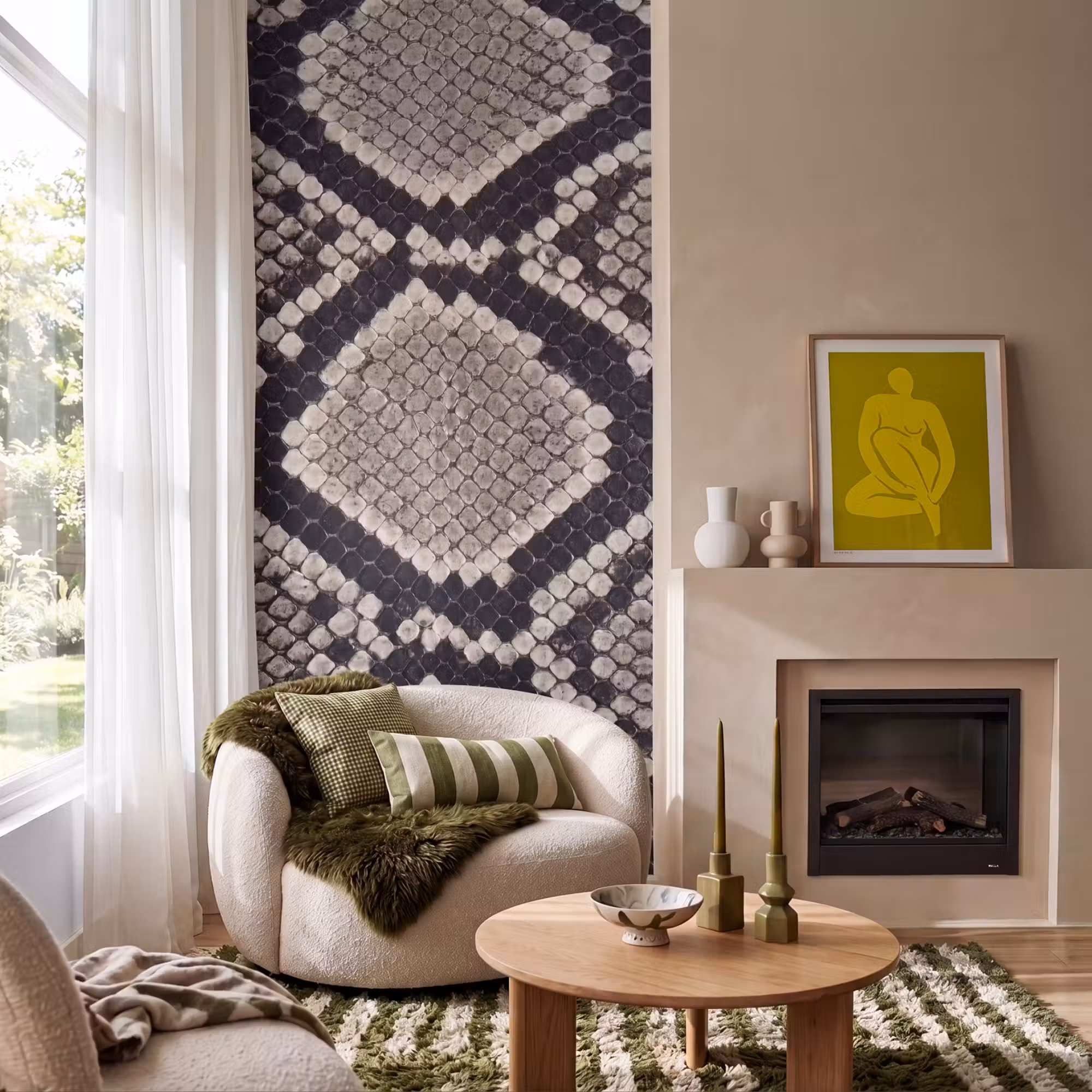 Behang - Slangenleer - Patroon - Beige