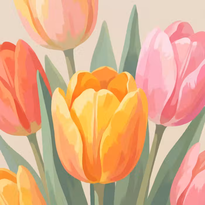 Behang - Tulpen - Abstract - Kleurrijk