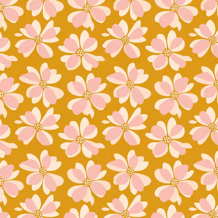 Behang - Vintage - Bloemen - Okergeel