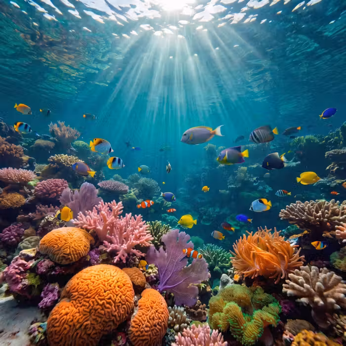 Behang - Vis - Koraal - Oceaan - Natuur - Kleurrijk