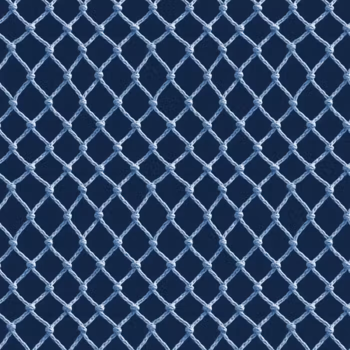 Behang - Visnet - Touw - Patroon - Marineblauw