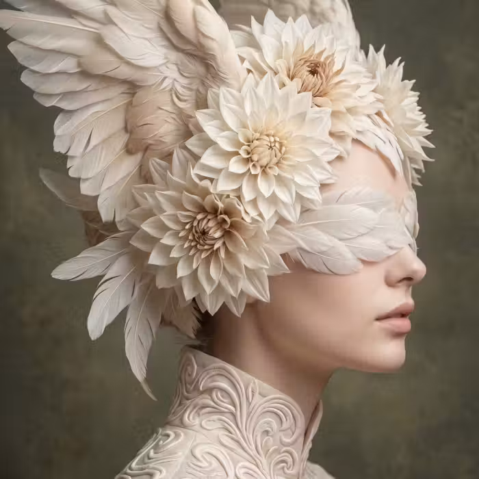 Behang - Vleugels - Vrouw - Wit