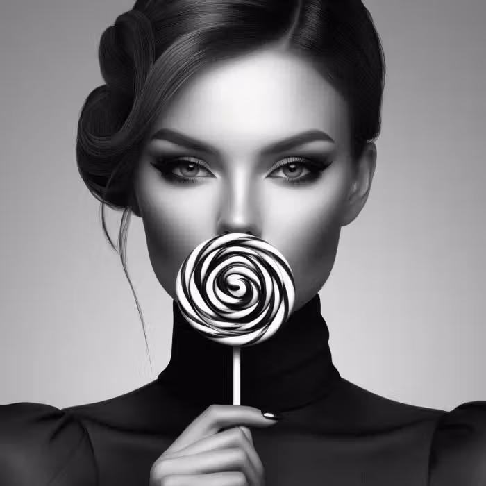 Behang - Vrouw - Lolly - Zwart