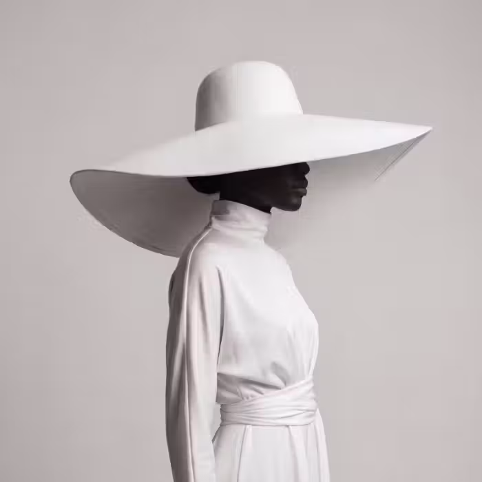 Behang - Vrouw - Profiel - Hoed - Zwart - Wit - Minimalistisch