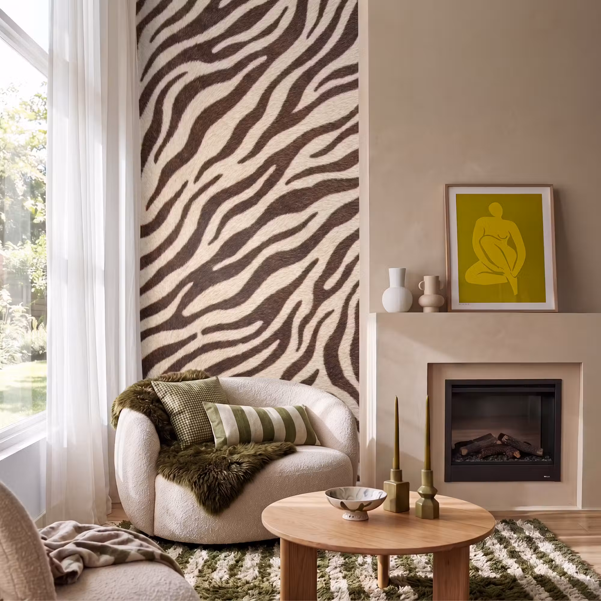 Behang - Zebra - Strepen - Bruin