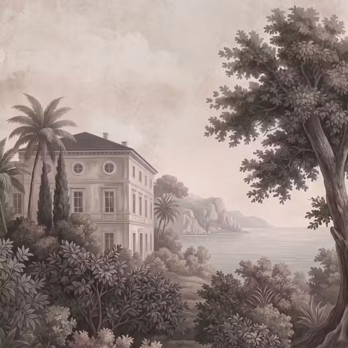 Behang - Zee - Villa - Beige