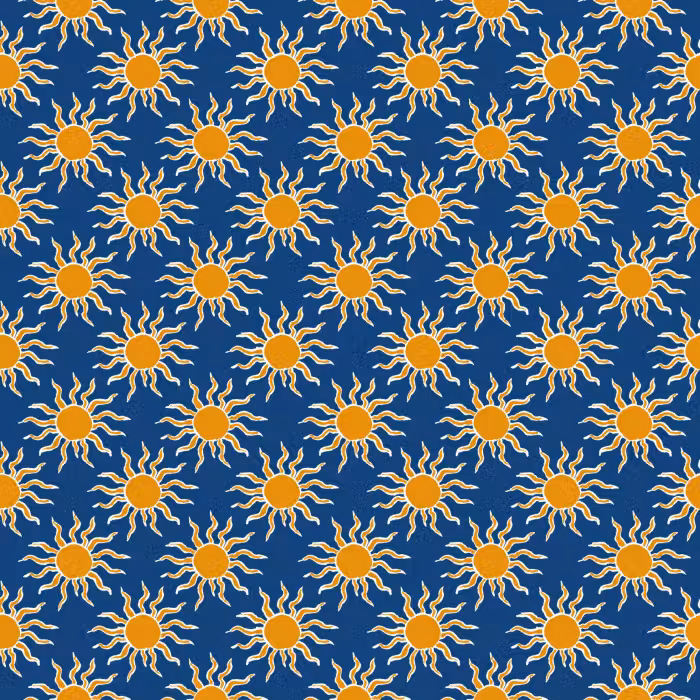 Behang - Zon - Patroon - Blauw
