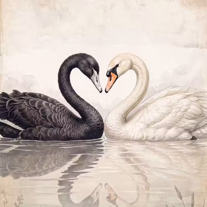 Behang - Zwanen - Hartvorm - Dieren