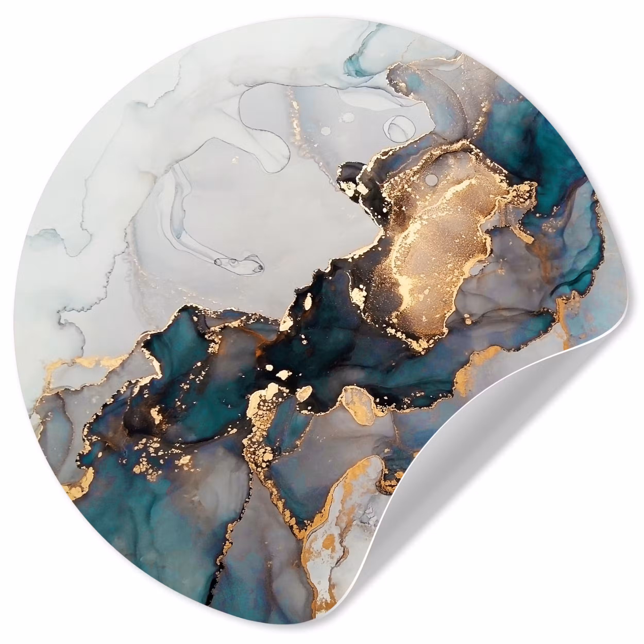Behangcirkel - Blauw - Marmer - Goud