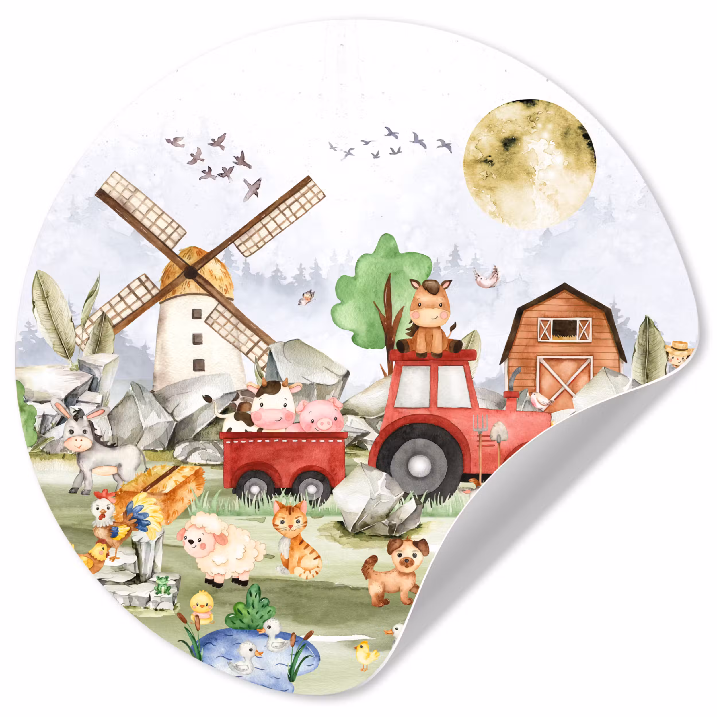 Behangcirkel - Boerderij - Trekker - Kinderen - Dieren