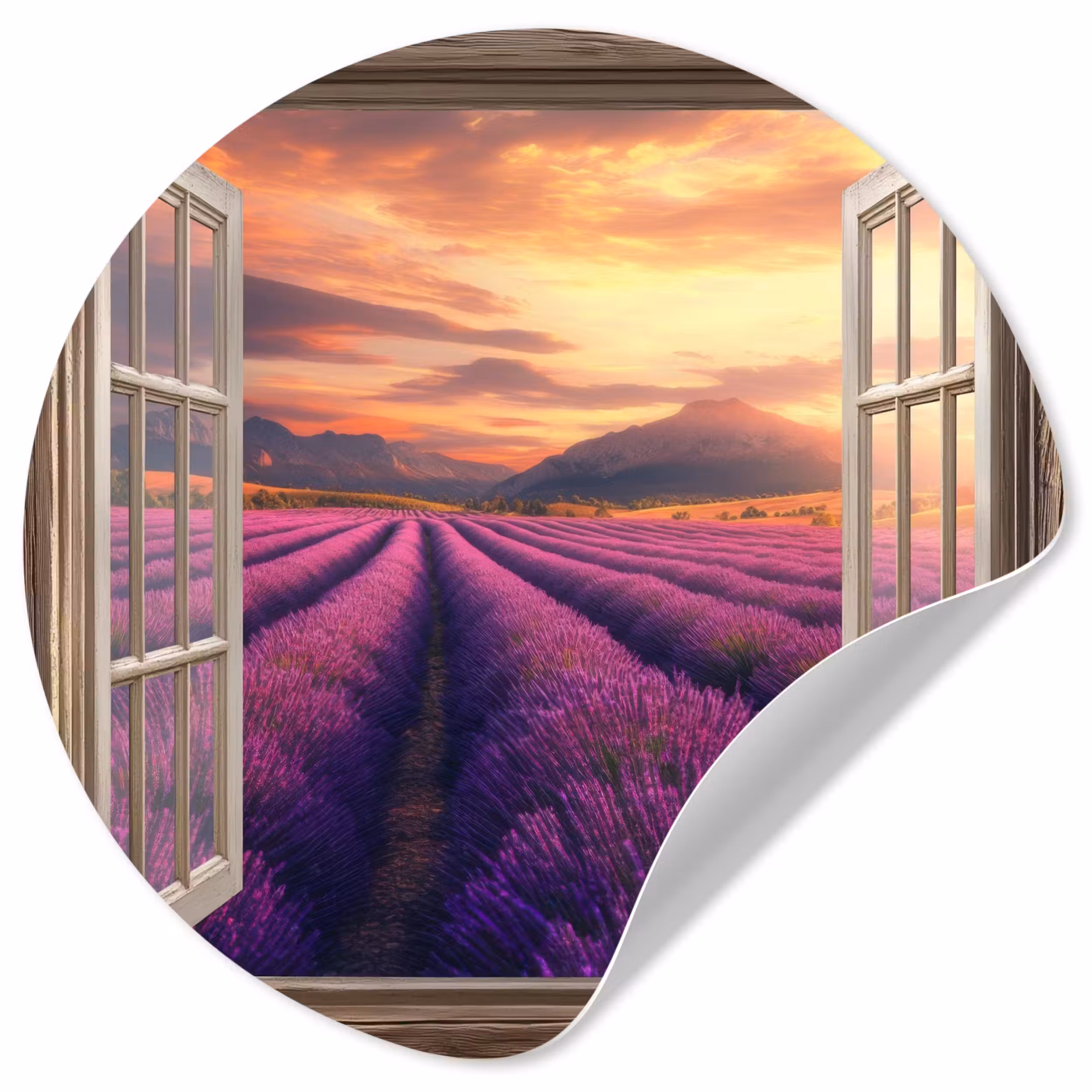 Behangcirkel - Doorkijk - Lavendel - Landschap - Bloemen - Paars