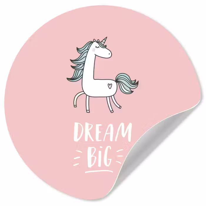 Behangcirkel - Eenhoorn - Kinderen - Quotes - Dream big -  Meisjes - Roze