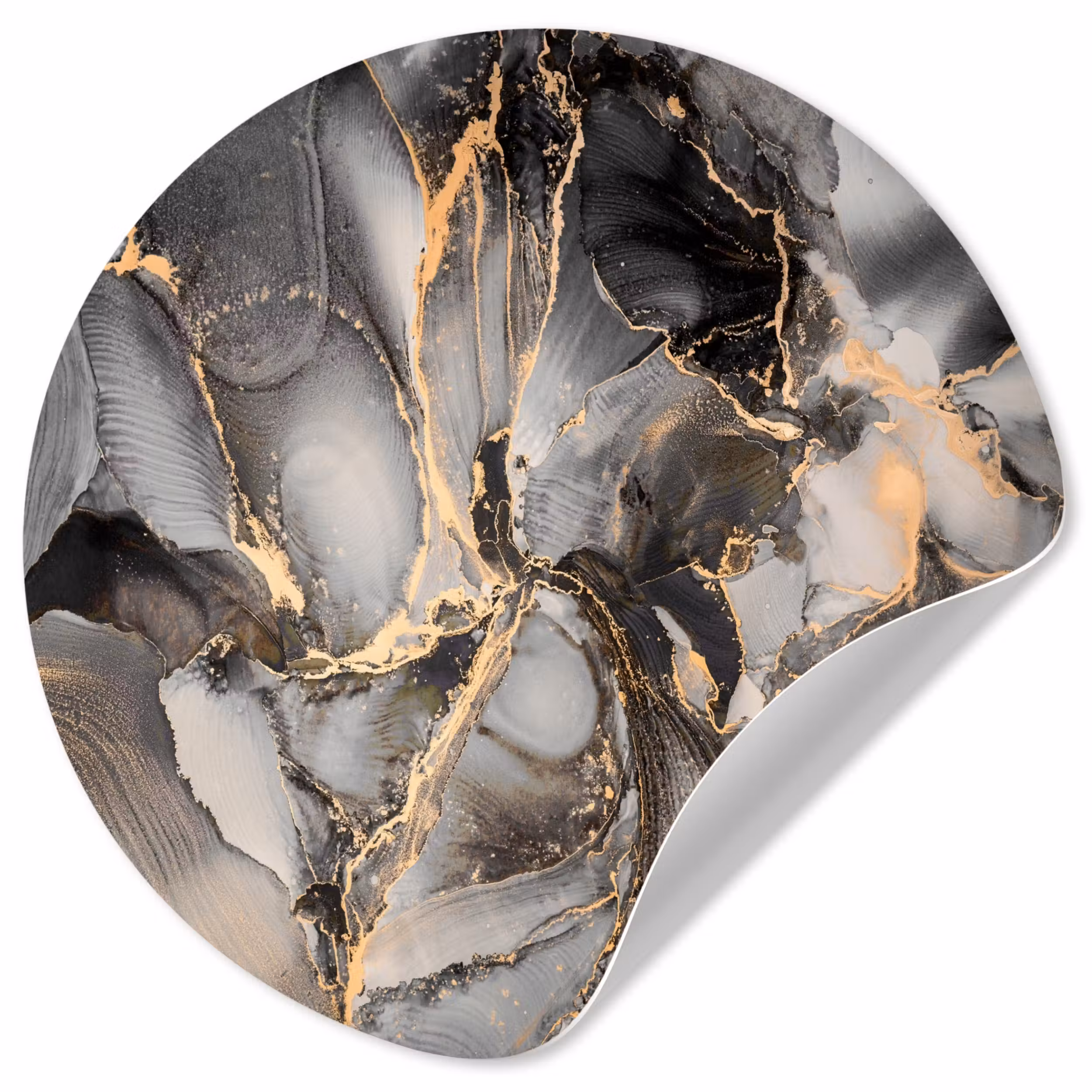 Behangcirkel - Grijs - Luxe - Goud - Marmer