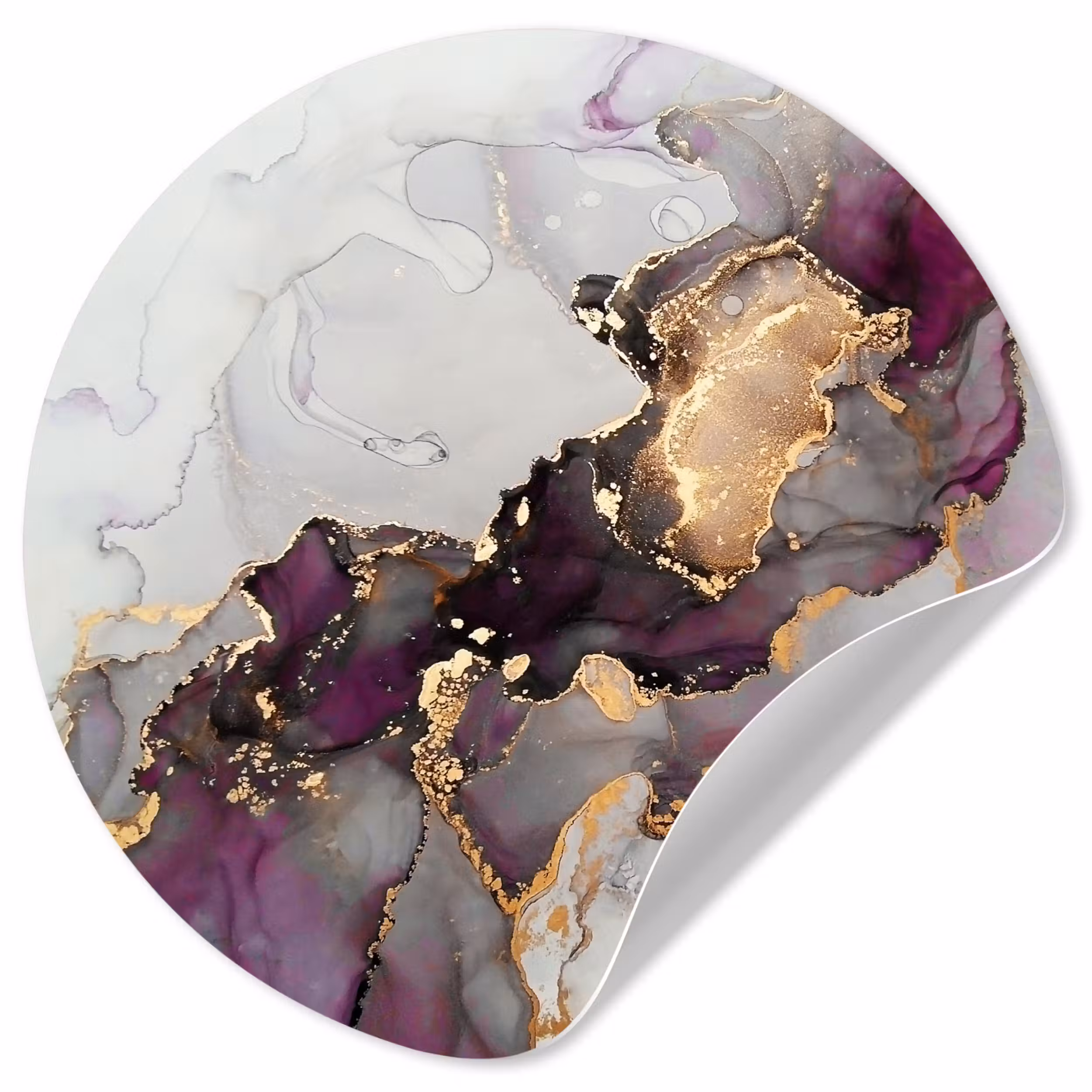 Behangcirkel - Marmer - Abstract - Goud - Paars