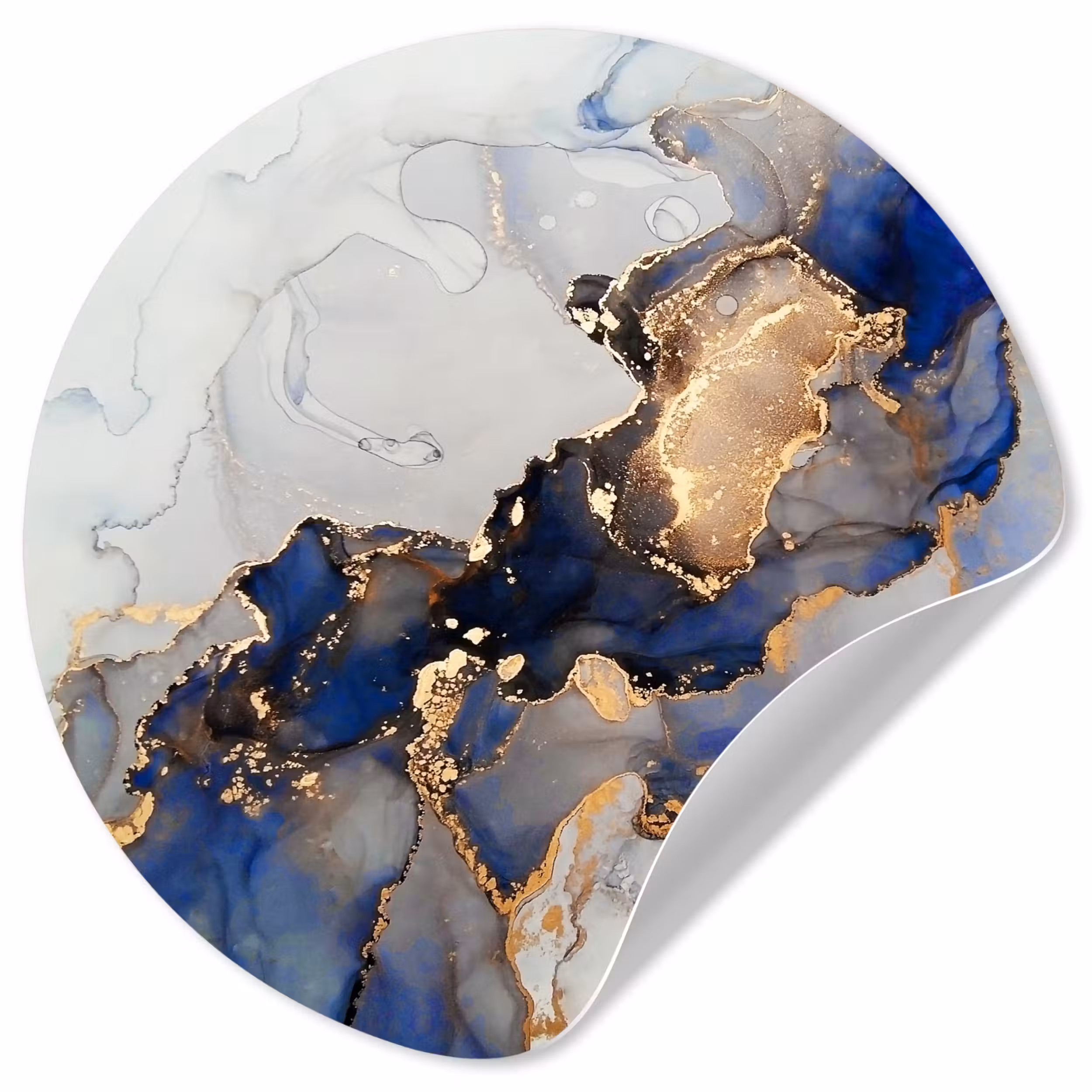 Behangcirkel - Marmer - Blauw - Goud