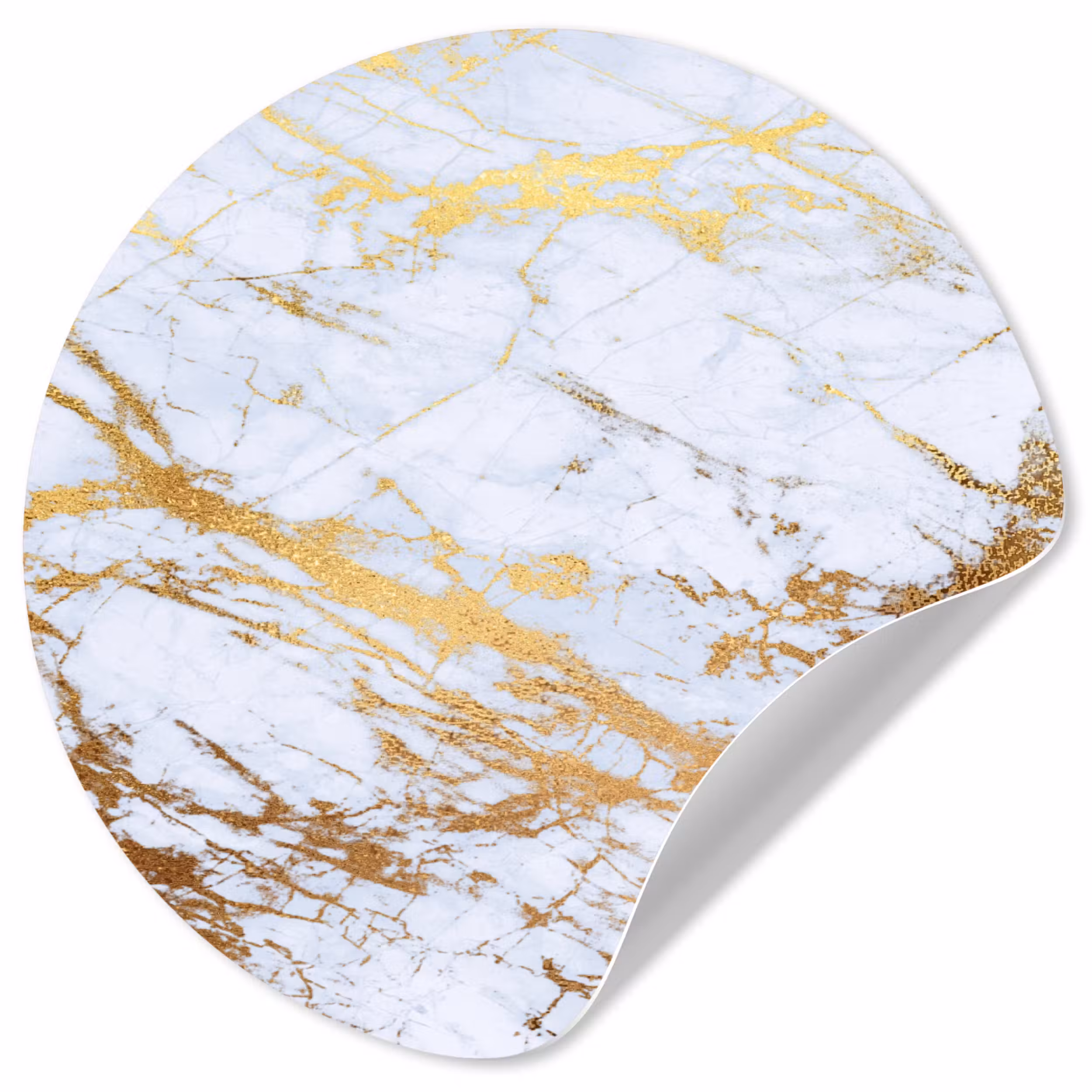 Behangcirkel - Marmer - Goud - Wit - Luxe - Marmerlook - Glitter