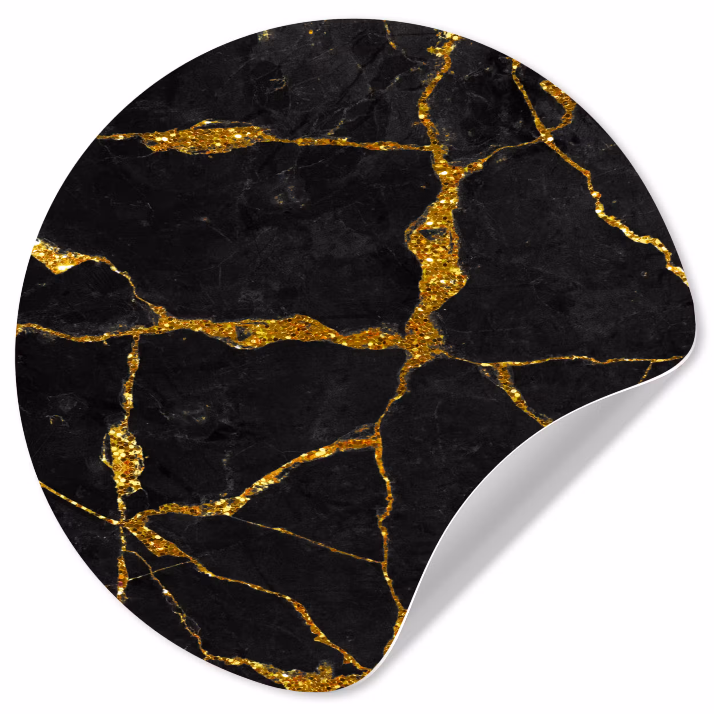 Behangcirkel - Marmer - Goud - Zwart - Marmerlook - Glitter