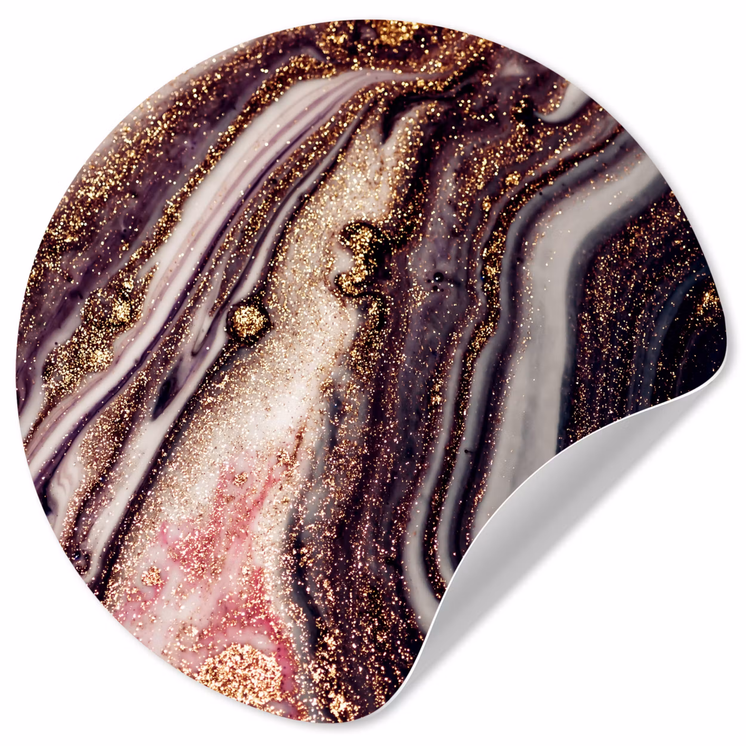 Behangcirkel - Marmer - Roze - Goud - Glitter - Marmerlook