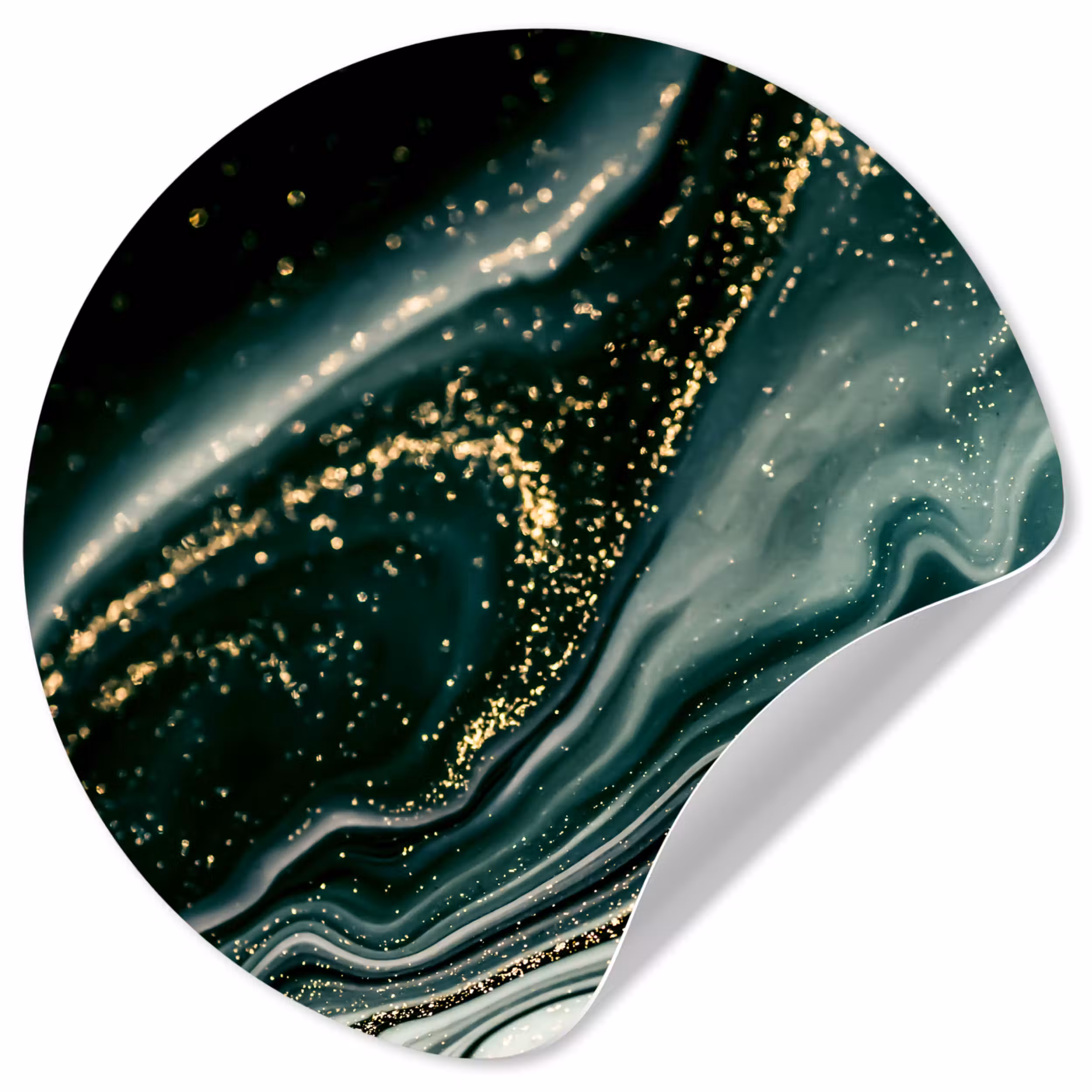 Behangcirkel - Marmerlook - Goud - Groen - Glitter - Design - Marmer