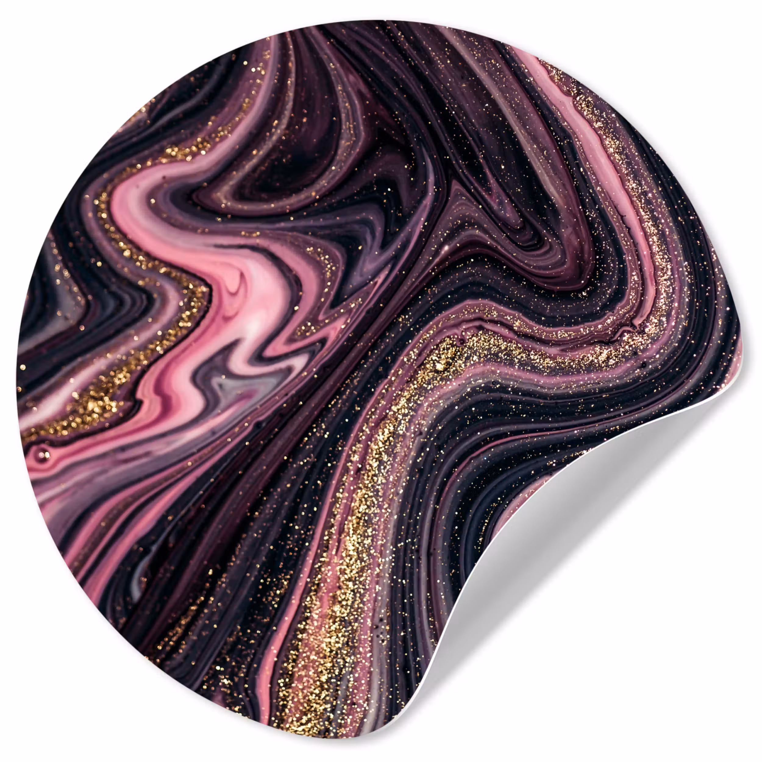 Behangcirkel - Marmerlook - Roze - Paars - Goud - Luxe - Marmer