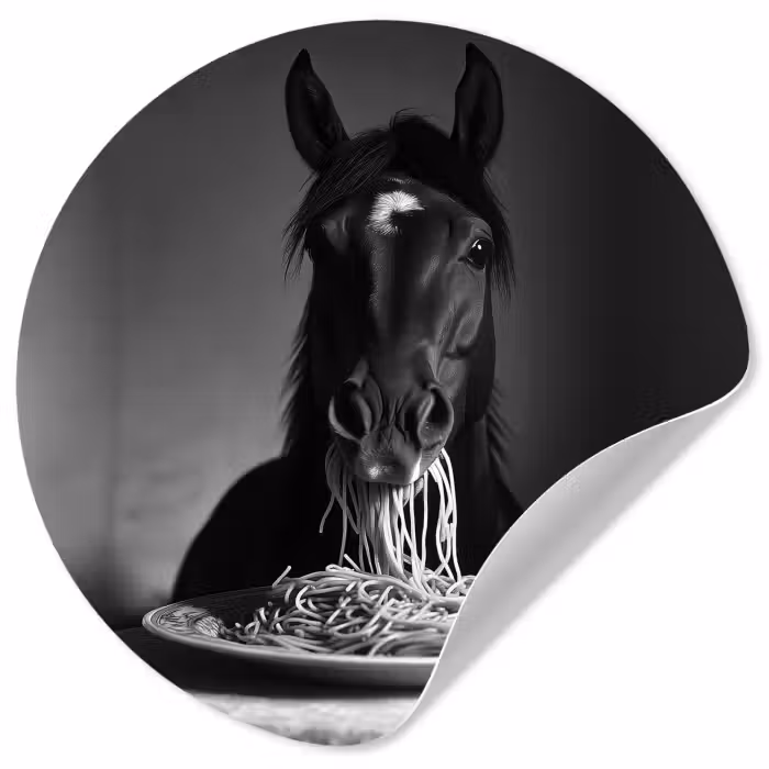 Behangcirkel - Paard - Bord - Pasta - Tafelkleed - Zwart Wit - Dieren