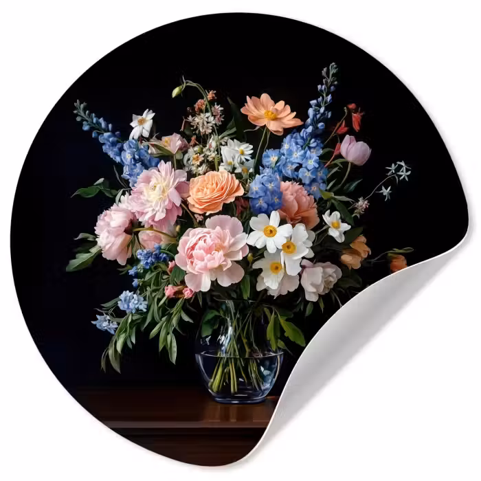 Behangcirkel - Pastel - Bloemen - Glazen - Vaas