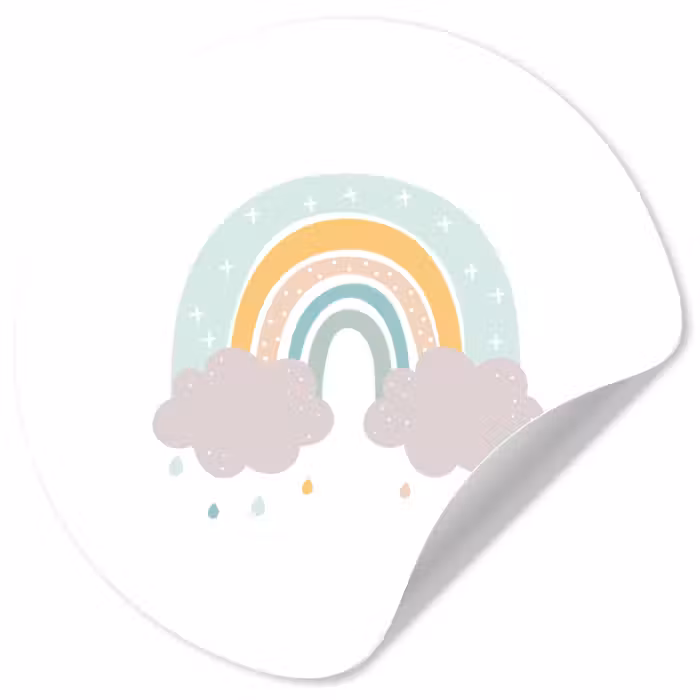 Behangcirkel - Regenboog - Wolken - Regen - Kinderen - Pastel