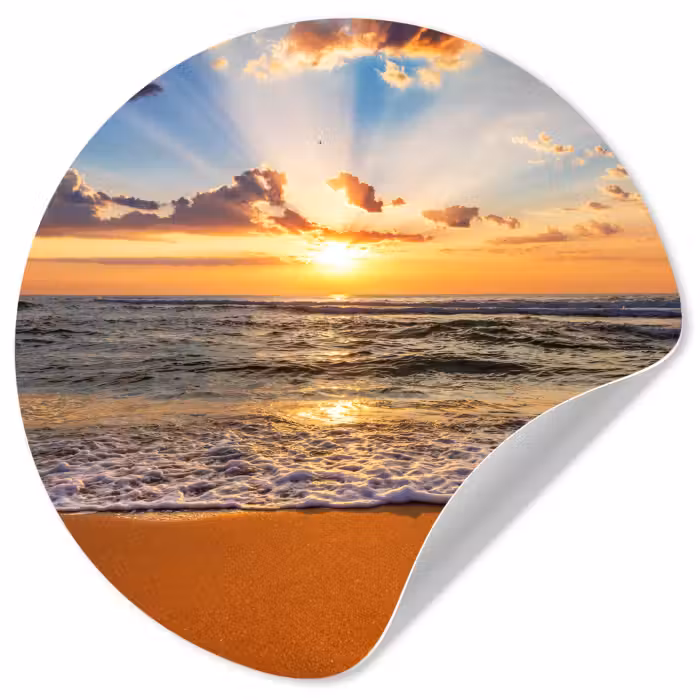 Behangcirkel - Strand - Zonsondergang - Zee - Wolken - Horizon