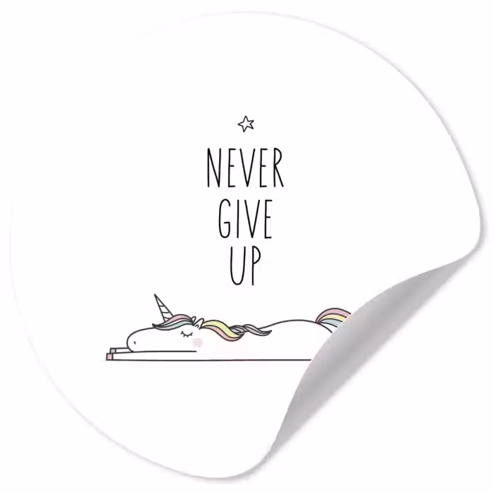 Behangcirkel - Unicorn - Kinderen - Quotes - Never give up - Meisjes