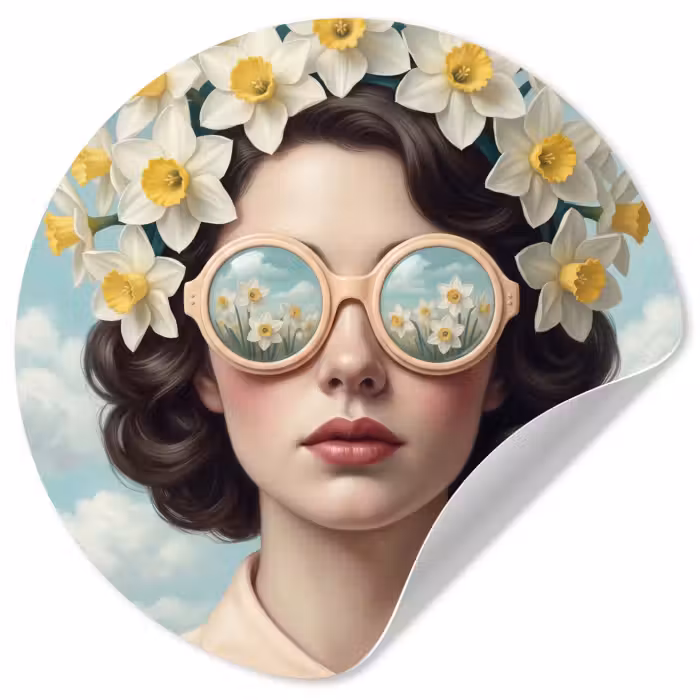 Behangcirkel - Vrouw - Narcissen - Geel