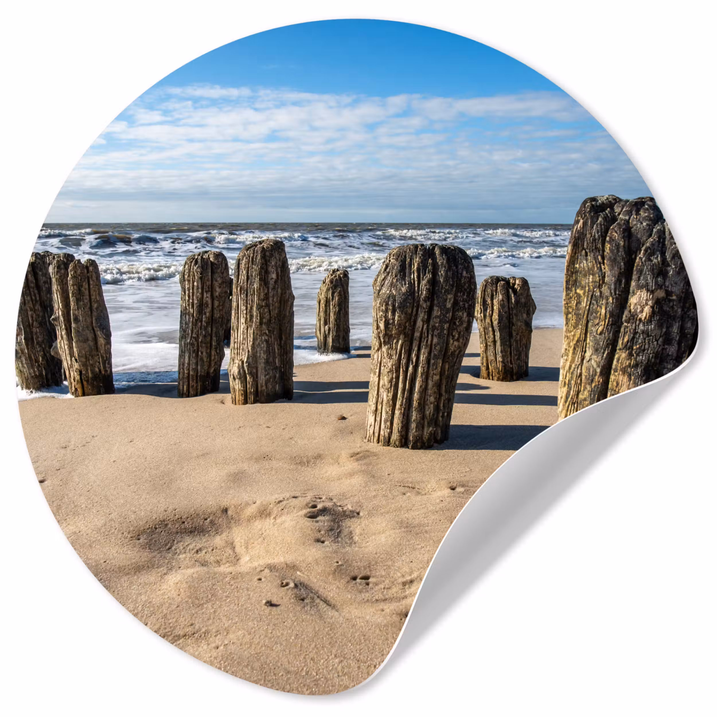 Behangcirkel - Zand - Strand - Paal - Water - Zomer