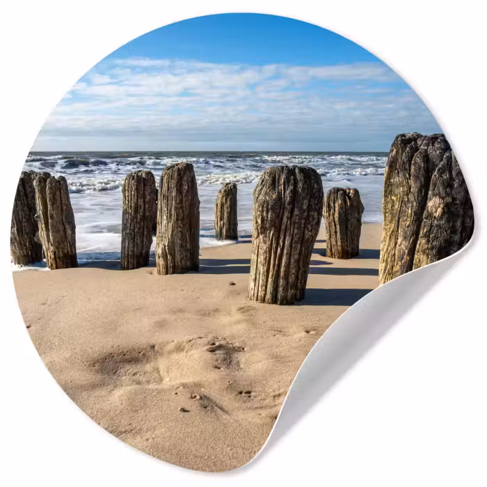 Behangcirkel - Zand - Strand - Paal - Water - Zomer
