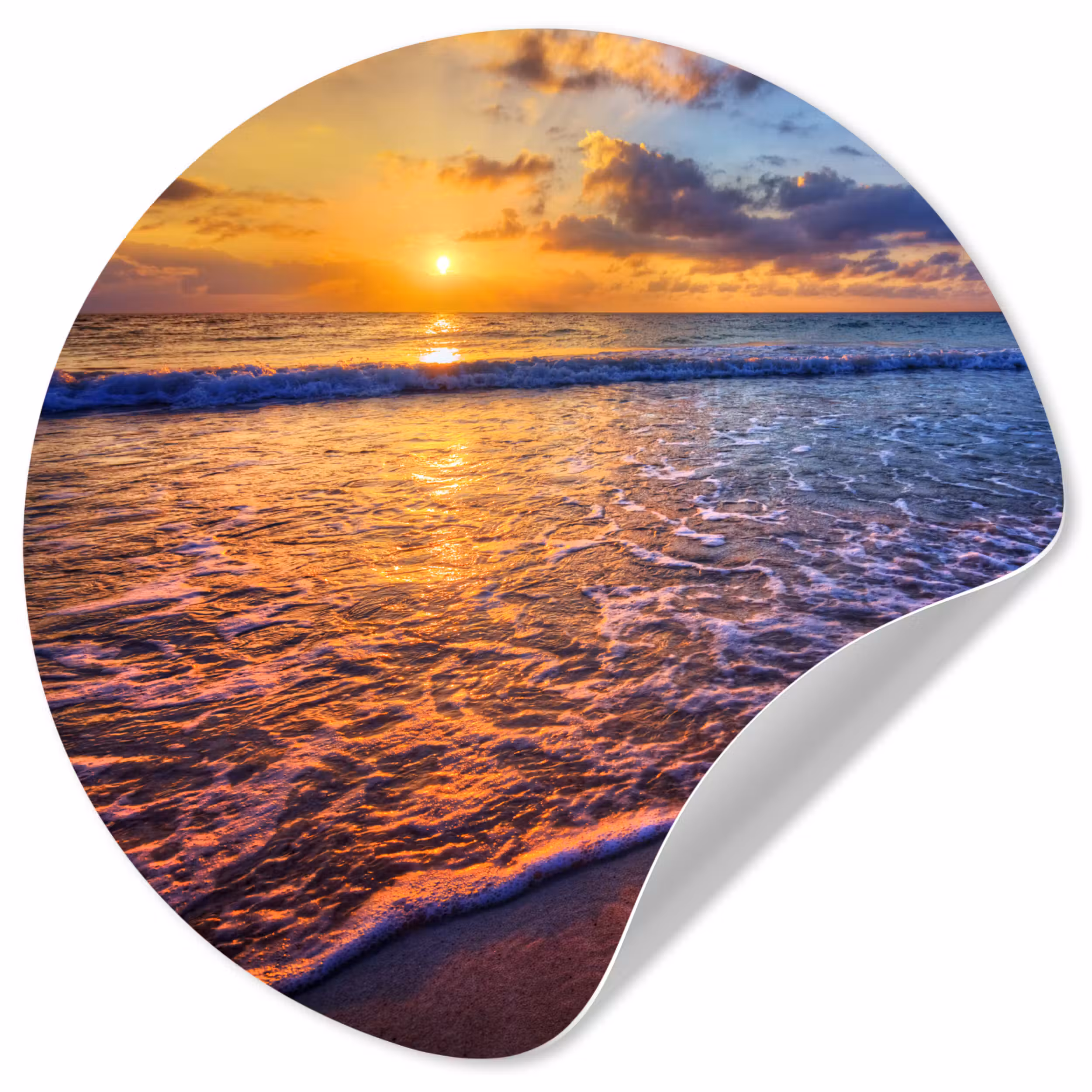 Behangcirkel - Zee - Strand - Zonsondergang - Wolken - Horizon